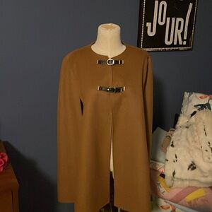 Tan Wool Zara Cape with buckle detail